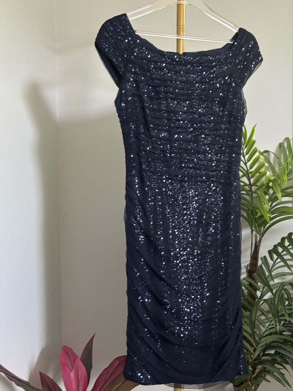 Ralph Lauren Navy Sequin Midi Dress
